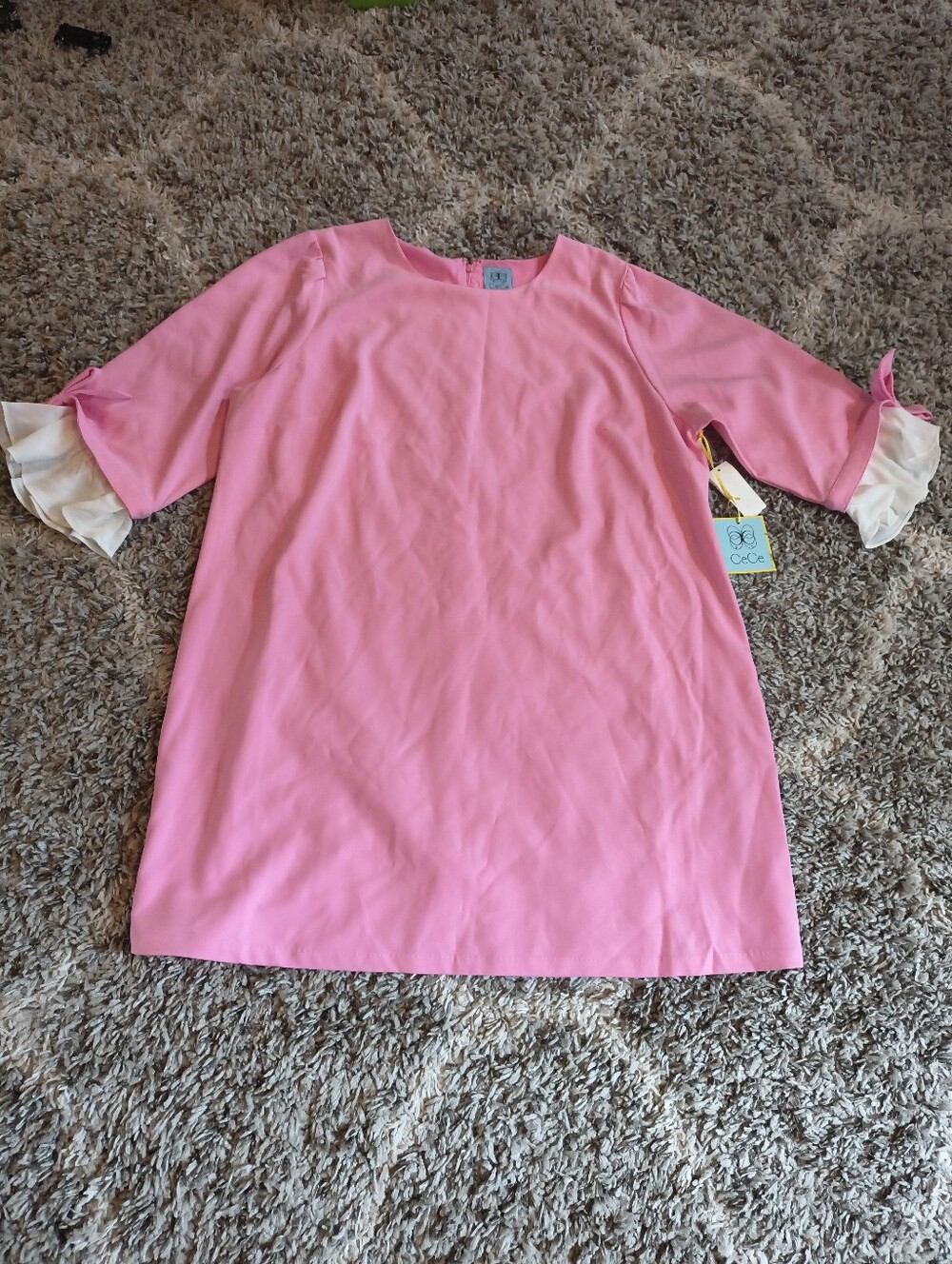 CeCe Women's Plus Size Pink Ruffle Bow Sleeve Shift Dress‎ Size 22W NWT